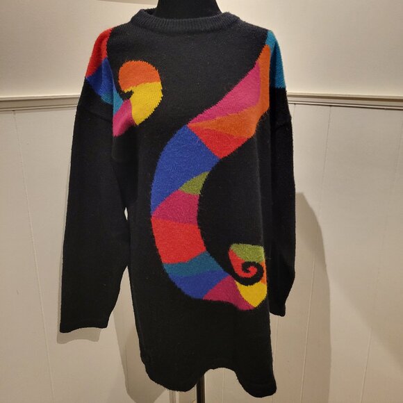 Geometrical vintage 80's long cardigan Dalia brand - Picture 1 of 6